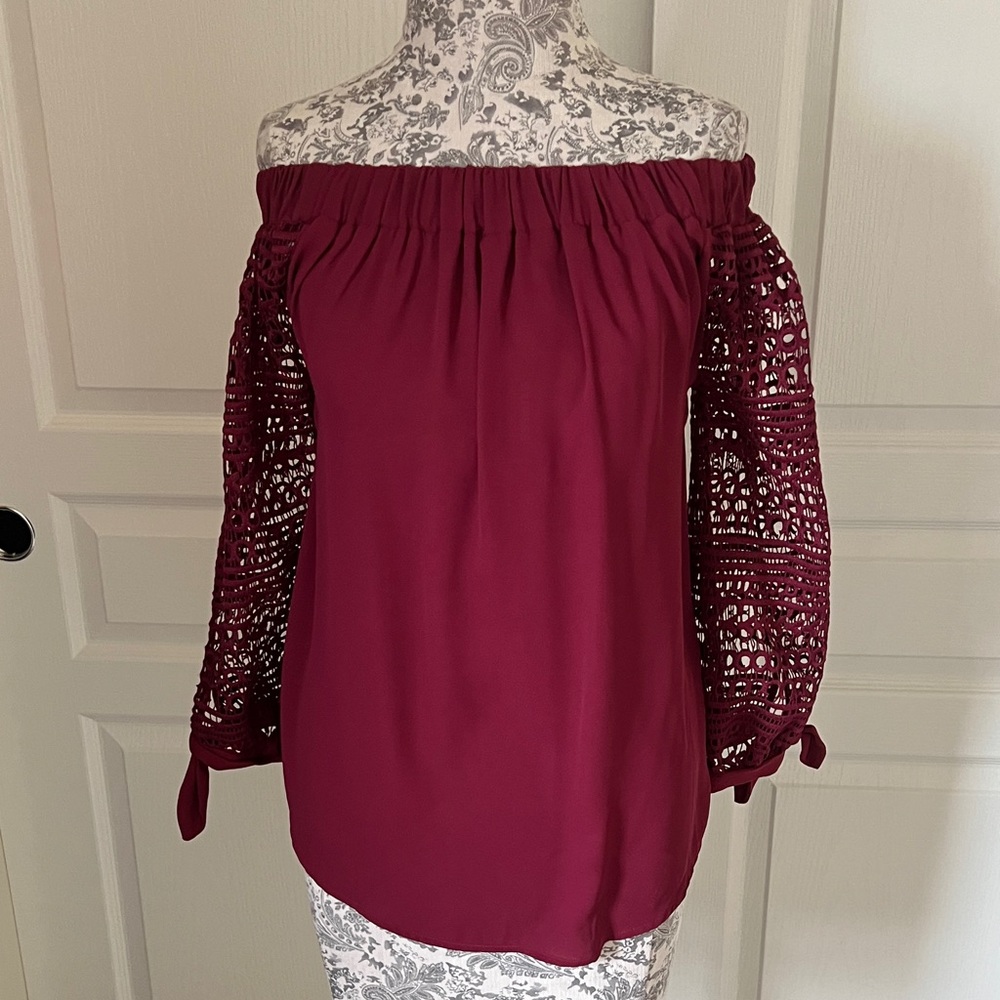 Elegant Off-Shoulder Burgundy Top